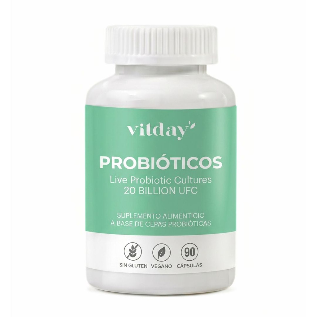 [VTM-bote-de-probioticos] Probióticos | 20 Billion UFC | Mezcla de 6 Cepas + Prebióticos | 90 cápsulas