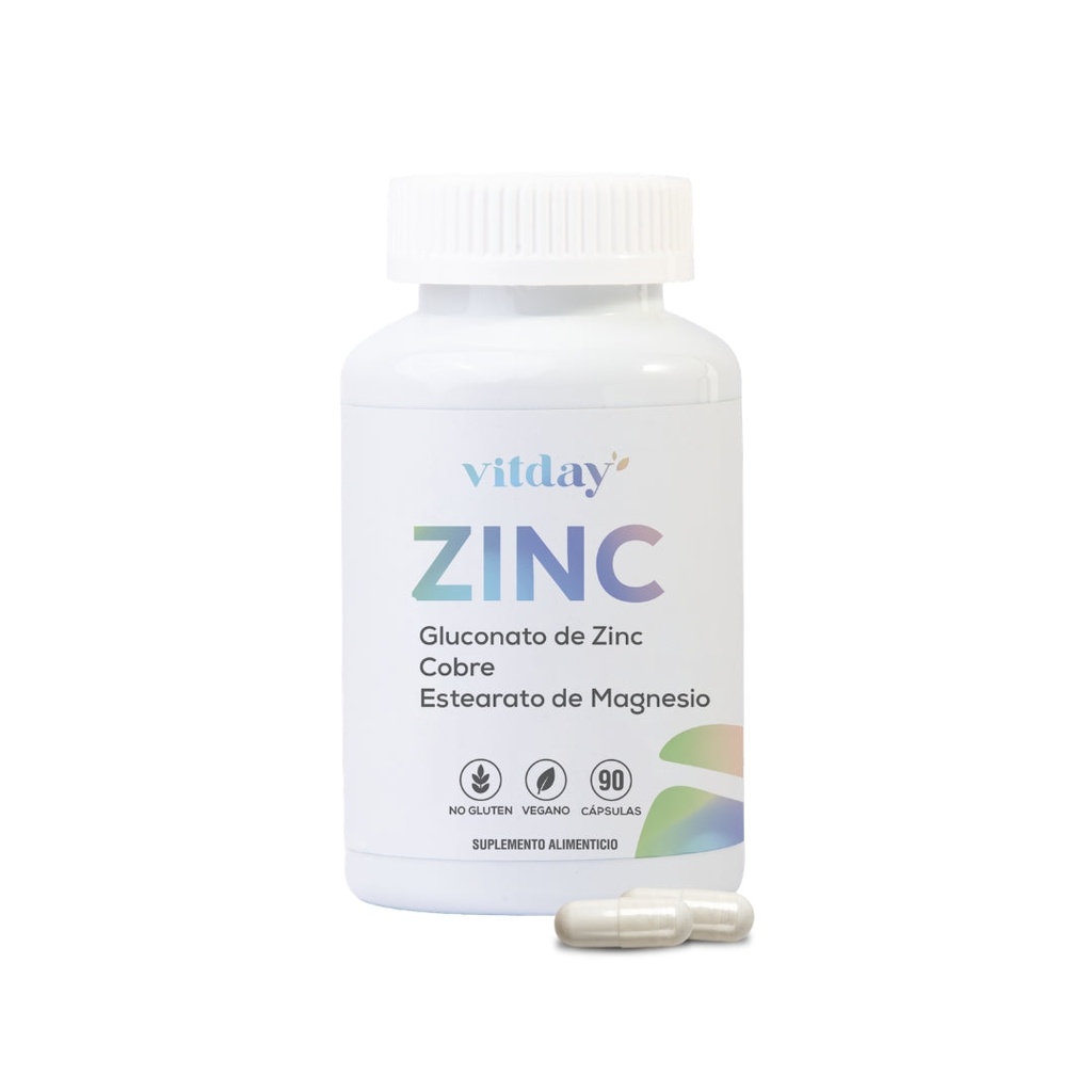 [VTM-bote-de-zinc] Zinc | 30 mg de Gluconato de Zinc + 4 mg de Cobre | 90 cápsulas